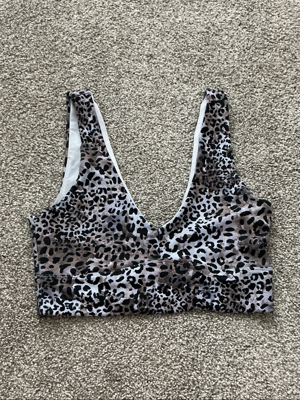 Leopard-Print V-Neck Bralette - Purple/Brown/Black
